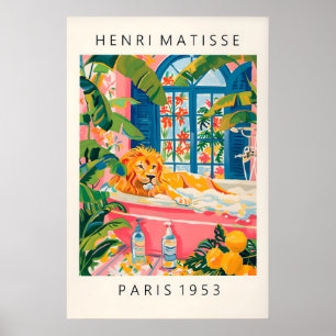 Lion dans la baignoire Impression d'art de style M