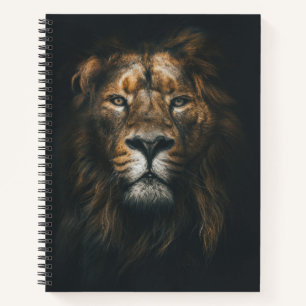 Lion Dark Background Photo Notebook