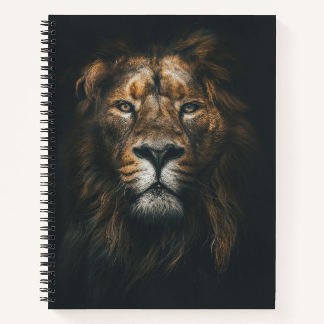 Lion Dark Background Photo Notebook (Front)