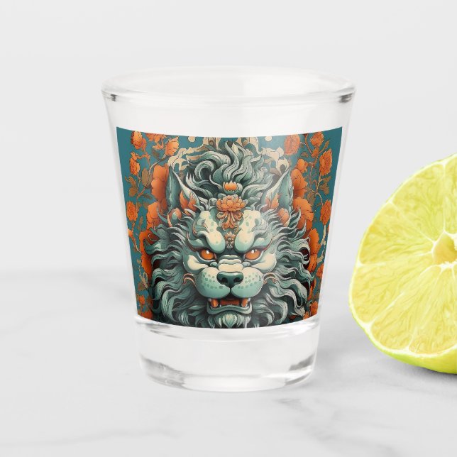 Lion de grippe de la sagesse en verre de tir (Devant)