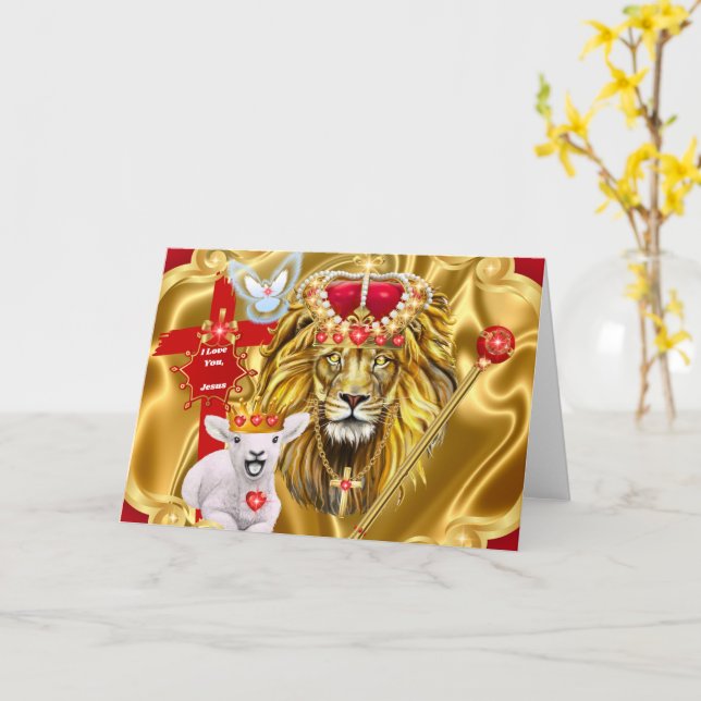 Lion De Juda Agneau De Dieu Carte De Voeux (Fleur jaune)