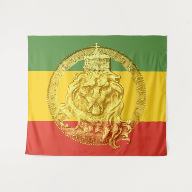 Lion de Juda Rastafari Tapisserie murale (Devant (Horizontal))