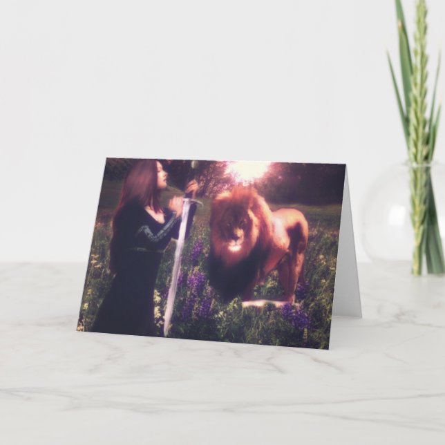 Lion de Juda se tient avec moi carte de voeux (Devant)