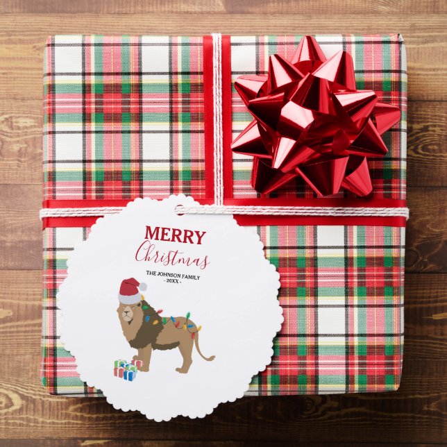 Lion de Noël animal drôle avec carte de chapeau de (Insitu (Cadeau))