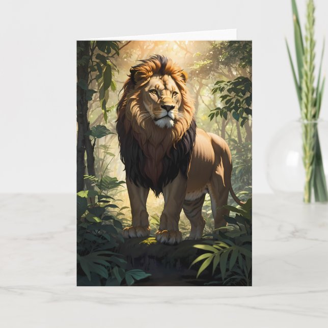 Lion debout fier dans la Jungle | Carte (Devant)