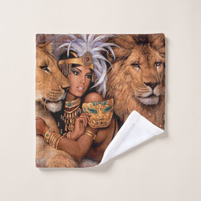 Lion déesse égyptienne princesse laver linge (Gant de toilette)