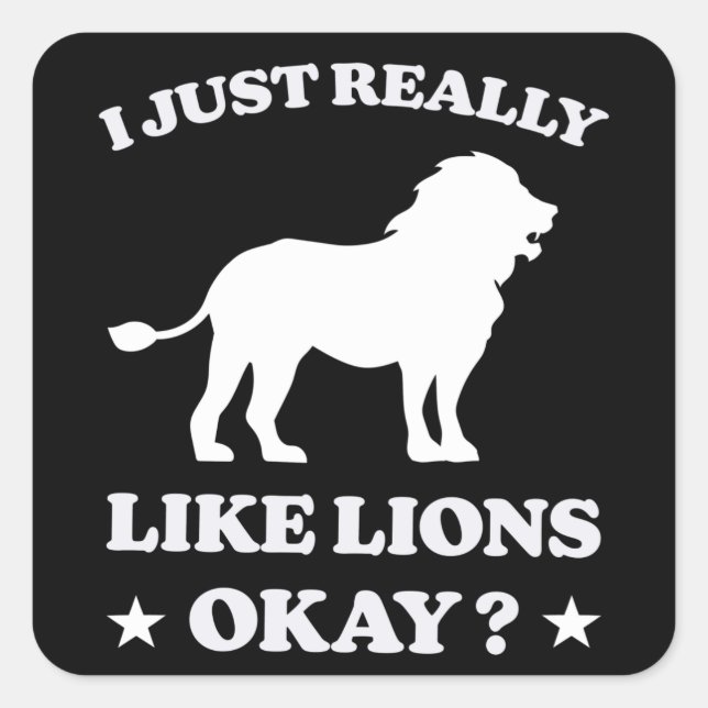 Lion Design Big Cat Lions Cool Animal Cats Gift Square Sticker (Front)