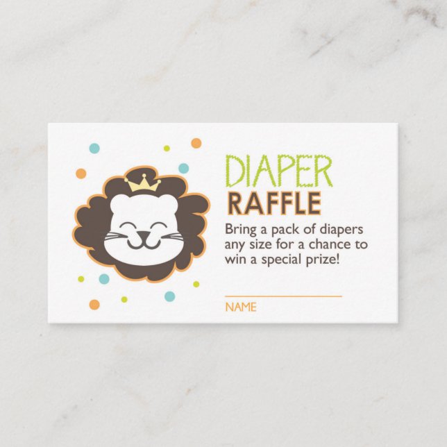 Lion Diaper Raffle Ticket Enclosure Card (Front)