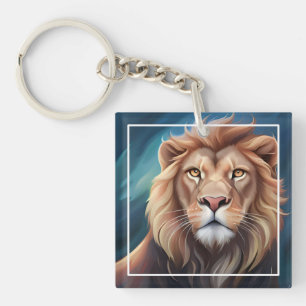 Lion Digital Art Portrait-56556 Keychain