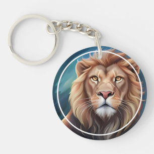 Lion Digital Art Portrait-56556 Keychain