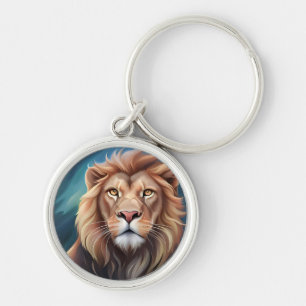 Lion Digital Art Portrait-56556 Keychain