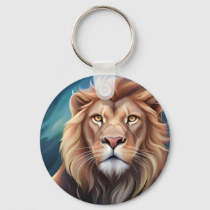 Lion Digital Art Portrait-56556 Keychain