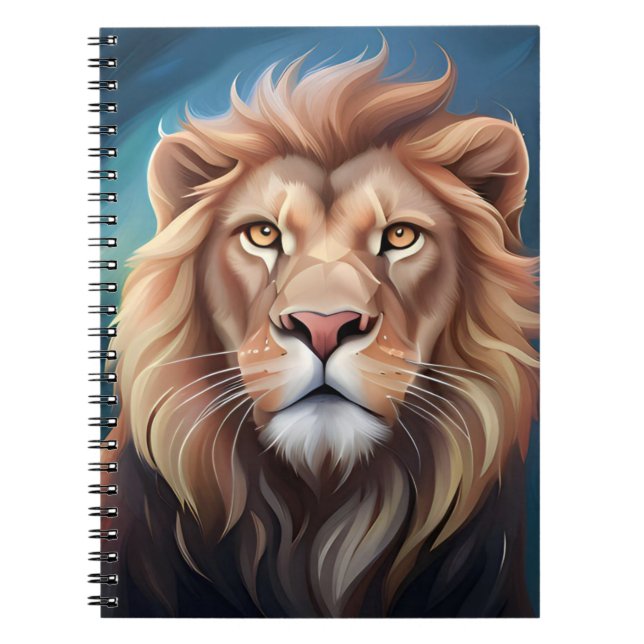 Lion Digital Art Portrait-56556 Notebook (Front)