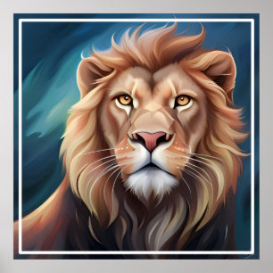 Lion Digital Art Portrait-56556 Poster