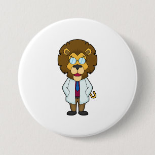 Lion Doctor Doctor's coat 3 Inch Round Button