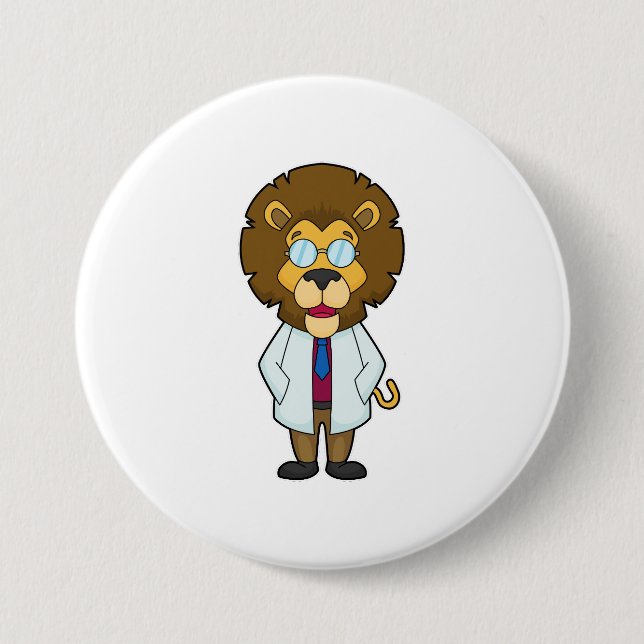 Lion Doctor Doctor's coat 3 Inch Round Button (Front)