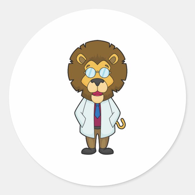 Lion Doctor Doctor's coat Classic Round Sticker (Front)