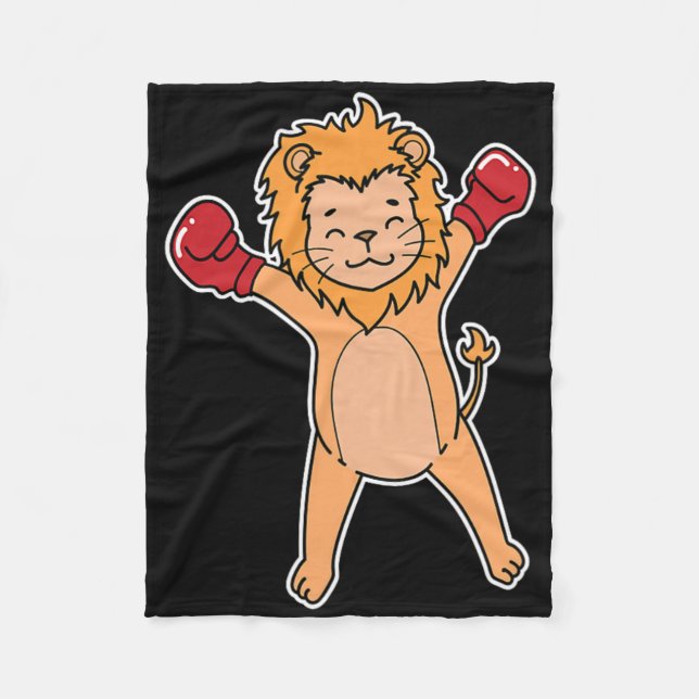 Lion Does Boxing  Fleece Blanket (Front)