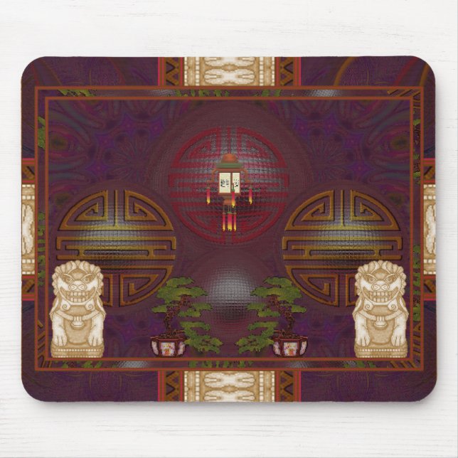 Lion Dog Shrine Pixel Art Mouse Pad (Front)
