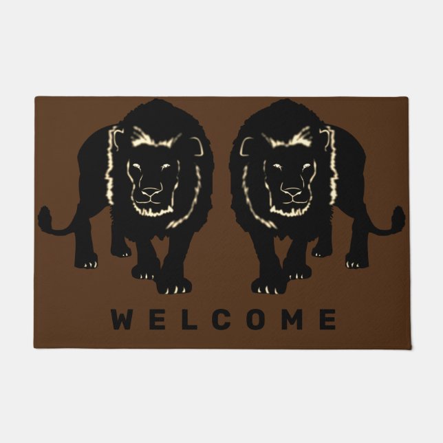 Lion Doormat Welcome - Custom Colours (Front)
