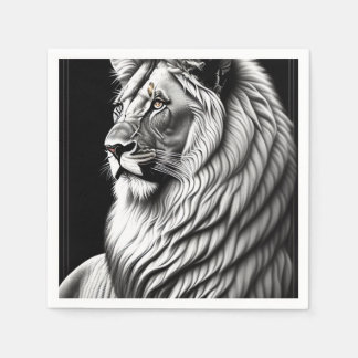 Lion Drawing Painting Art Napkin