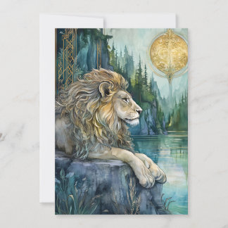 Lion du Royaume Enchanté Carte Plate Fantaisie Art