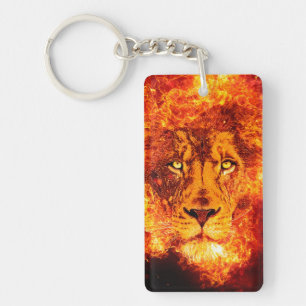 Lion en feu rouge orange jaune