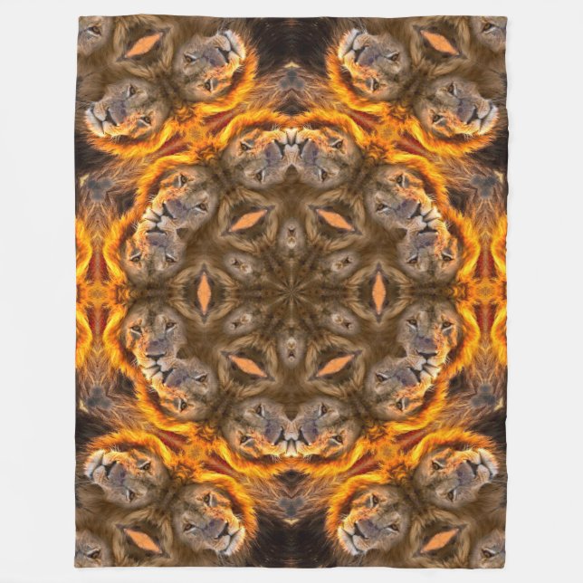 Lion Energy Shaman Mandala Fleece Blanket (Front)