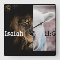 lion et agneau Bible verse horloge murale