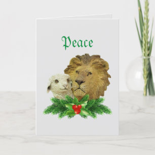 Lion et agneau Carte religieuse de Noël
