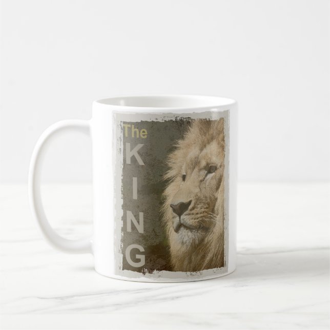 Lion Face Animal King Elegant Template Custom Coffee Mug (Left)