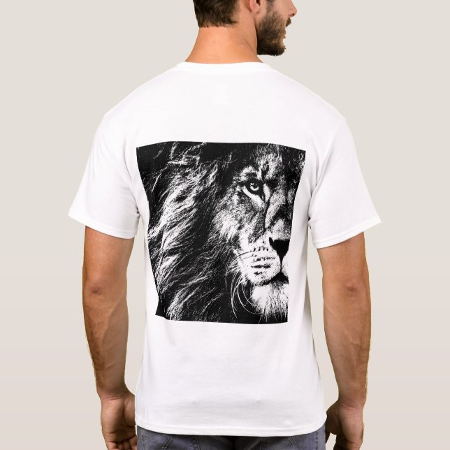 Lion Face Back Side Design Pop Art Template Mens T-Shirt (Back)