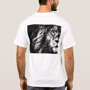 Lion Face Back Side Print Modern Template Mens T-Shirt