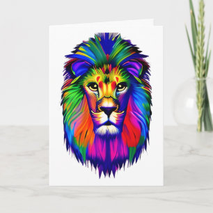 Lion Face Colourful Art Card