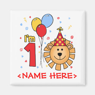 Lion Face First Birthday Magnet