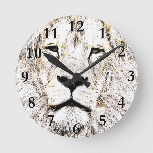 Lion Face Löwen-Gesicht Face Lion Round Clock (Front)