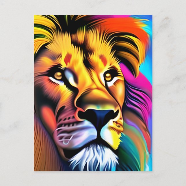  Lion Face Mystical Fantasy Art Postcard (Front)