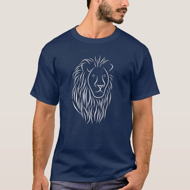 Lion Face on Men's Basic Dark T-Shirt (Front)