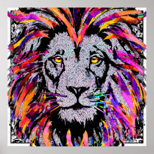 Lion Face Poster Print - Realistic Lion Drawings 
