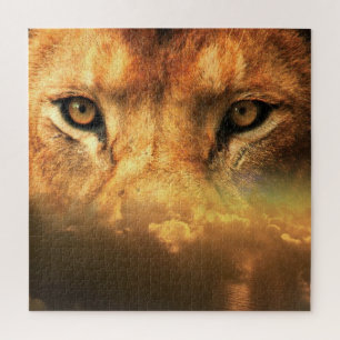 Lion Face - Sunset Art  - Jigsaw Puzzle