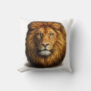 Lion Face Throw Pillow Cute Jungle Animal Cushio
