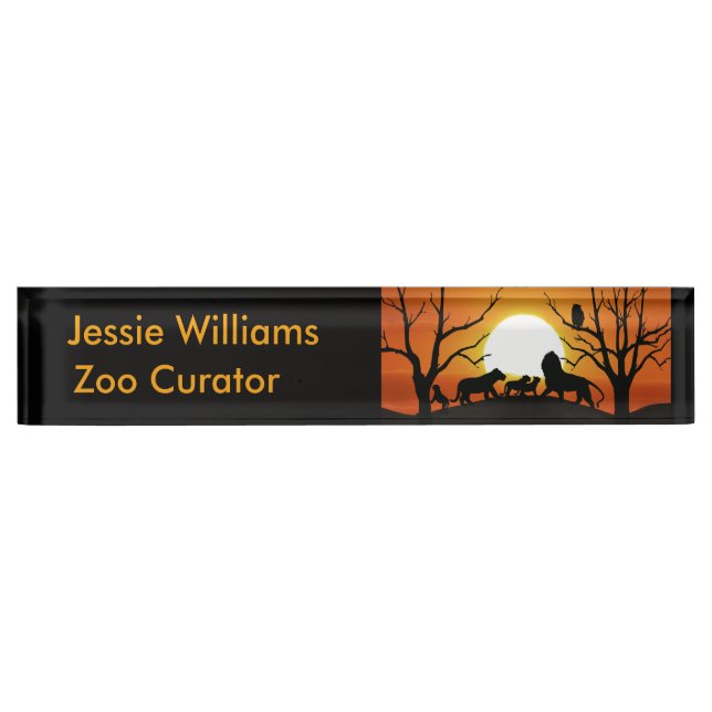 Lion family at sunset Africa Nameplate (Front)