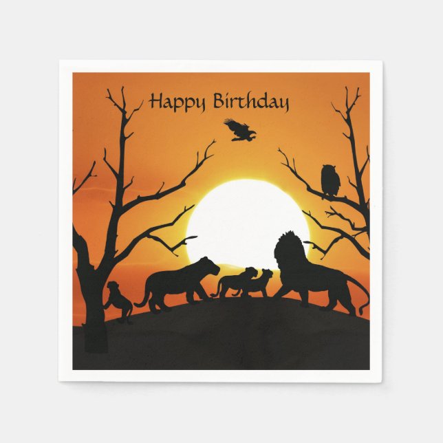 Lion family at sunset Africa Napkin (Front)