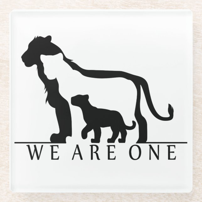 Lion Family Glass Coaster (Front)