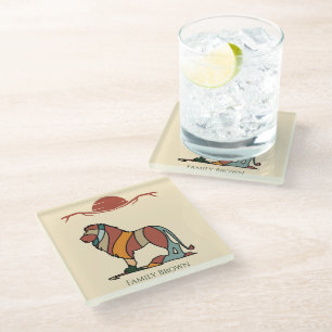 Lion Family Name Coaster   Personalized Home Decor