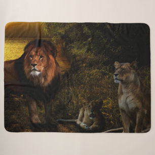 LION FAMILY SHERPA BLANKET