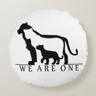 Lion Family (white version) Round Pillow