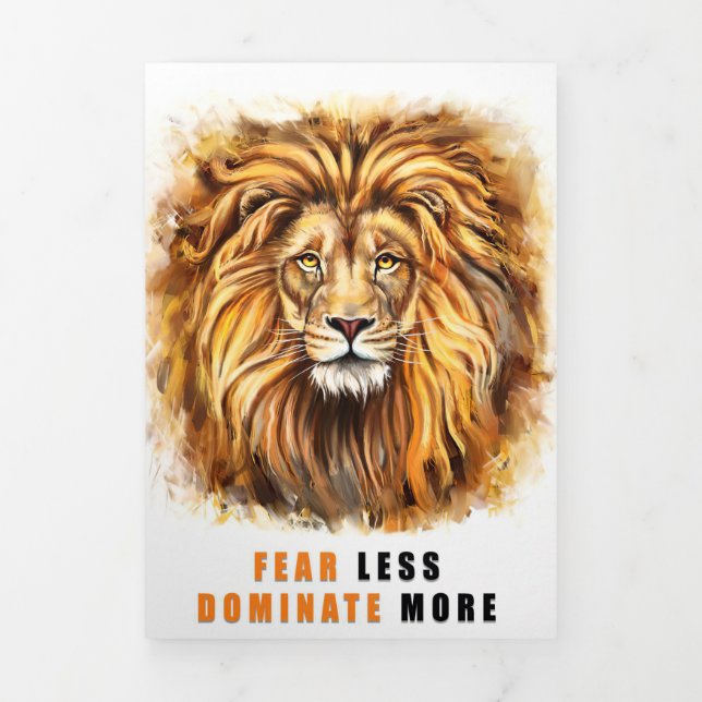 Lion Fear Less Dominate More Tri-Fold Card (Cover)