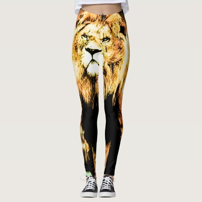 Lion femmes Leggings (Amoureux des animaux) (Devant)