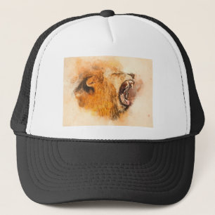 Lion Fierce Roar Splatter Trucker Hat